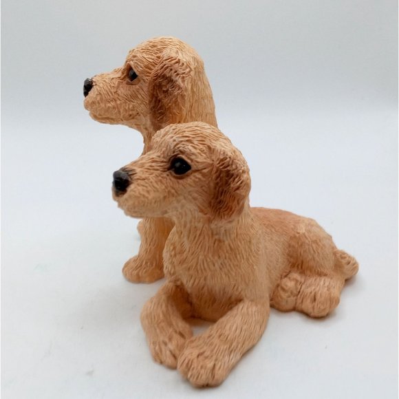 Lab Pups Stone Critters Dog Figurine Labrador Retriever Yellow Vintage - Picture 2 of 11